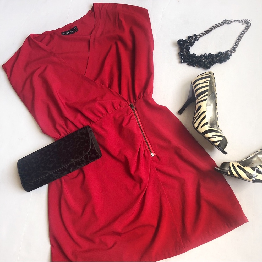 URBAN OUTFITTERS By Corpus Red Wrap Zip Dress